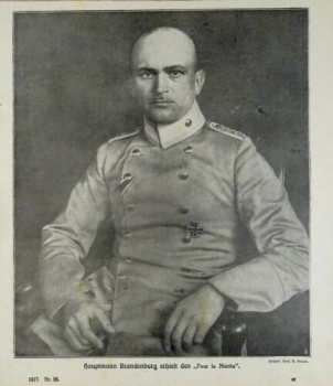1917 - alter Druck - Hauptmann Brandenburg erhielt den "Pour le Mérite"